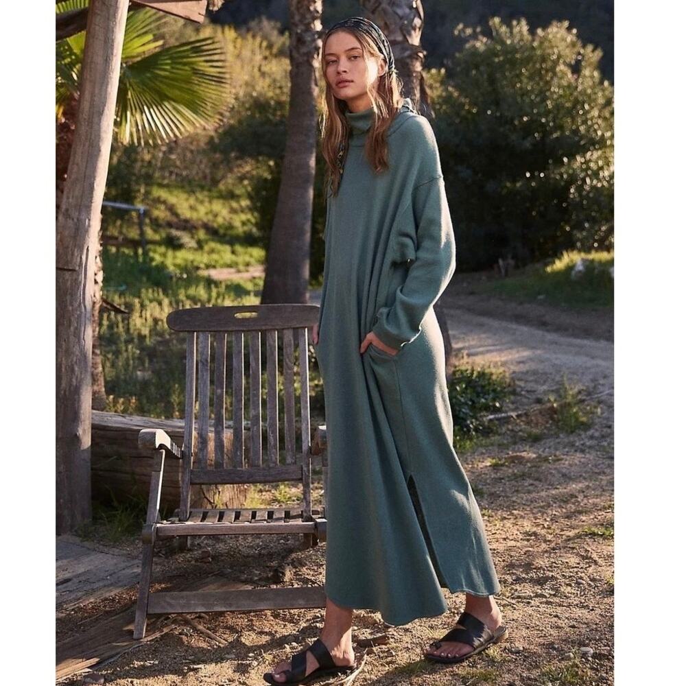 Free People FP Beach Georgie Turtleneck Midi Dress Pockets Oversized Small